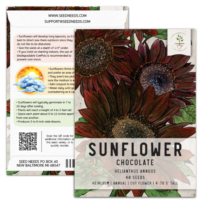 Chocolate Sunflower Seeds For Planting (Helianthus annuus) Seed Needs Seed Needs LLC